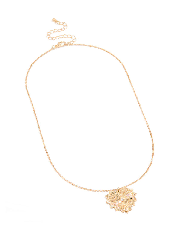 Gold Textured Heart Necklace