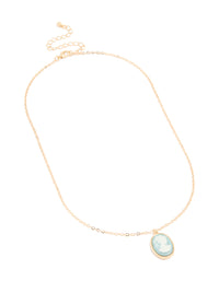 Gold Round Face Pendant Necklace - link has visual effect only