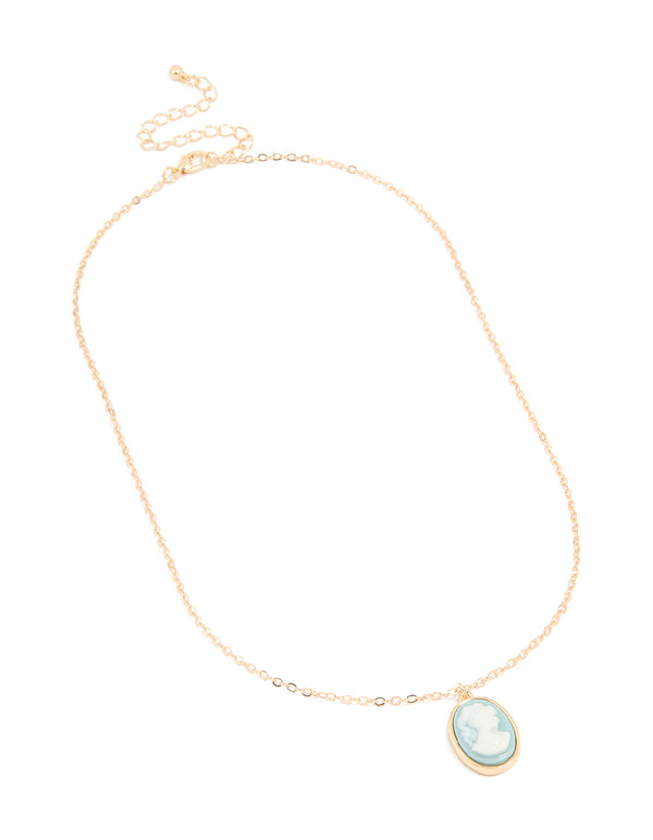 Gold Round Face Pendant Necklace