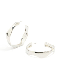 Silver Organic Hammered Hoop Earrings - link has visual effect only