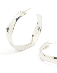 Silver Organic Hammered Hoop Earrings - link has visual effect only