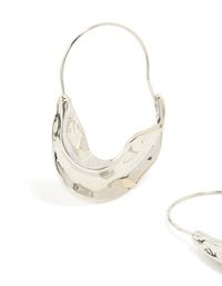 Silver Skinny Thick Detail Hoop Earrings - link has visual effect only