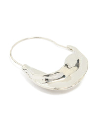 Silver Skinny Thick Detail Hoop Earrings - link has visual effect only