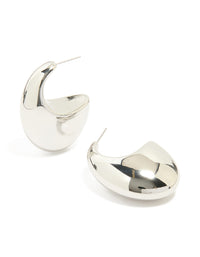 Silver Chunky Thick Hoop Earrings - link has visual effect only