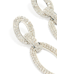 Silver Diamante Oval Chain Earrings - link has visual effect only