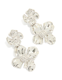 Silver Statement Flower Drop Earrings - link has visual effect only