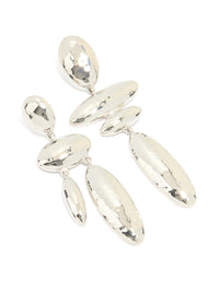 Silver Matte Hammered Oval Drop Earrings - link has visual effect only