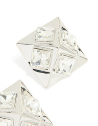 Silver Diamante Triangular Square Stud Earrings - link has visual effect only