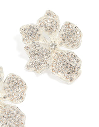 Silver Diamante Flower Stud Earrings - link has visual effect only