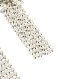 Silver Diamante Flower Drop Fringe Earrings - link has visual effect only