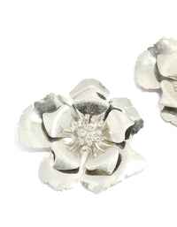 Silver Statement Flower Earrings - link has visual effect only