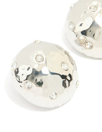 Silver Diamante Organic Circle Stud Earrings - link has visual effect only