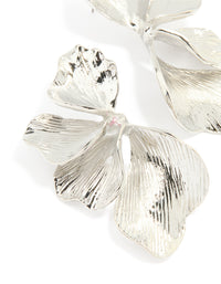 Silver Half Flower Statement Earrings - link has visual effect only
