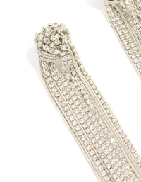 Silver Diamante Knotted Tassel Earrings - link has visual effect only