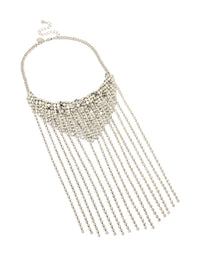 Silver Diamante Fringe Long Necklace - link has visual effect only