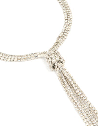 Silver Diamante Cup Chain Toggle Detail Necklace - link has visual effect only