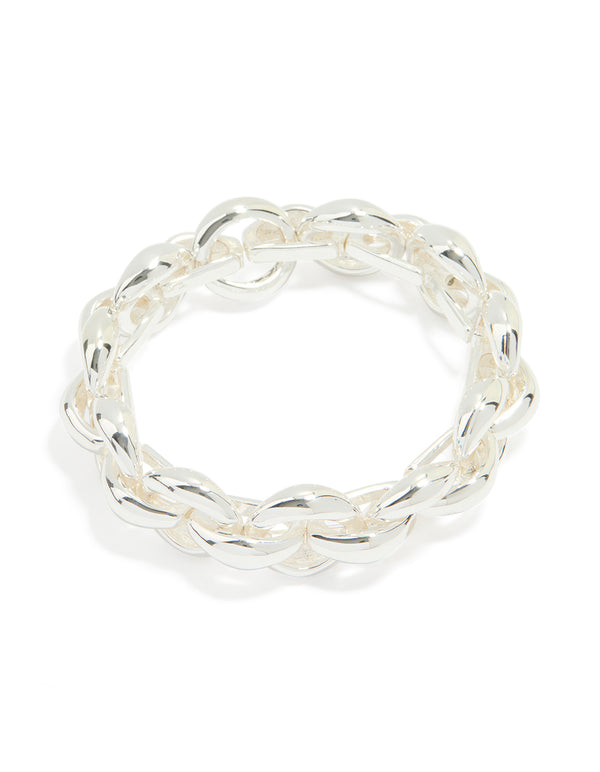 Silver Thick Rolo Chain Bracelet