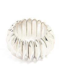 Silver Thick Organic Oval Stretch Bracelet - link has visual effect only