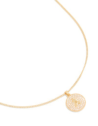Gold Plated Cubic Zirconia Circle Letter A Pendant Necklace - link has visual effect only