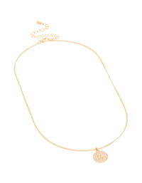 Gold Plated Cubic Zirconia Circle Letter A Pendant Necklace - link has visual effect only