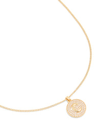 Gold Plated Cubic Zirconia Circle Letter C Pendant Necklace - link has visual effect only