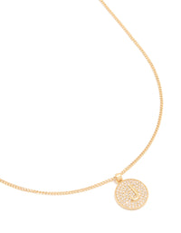 Gold Plated Cubic Zirconia Circle Letter J Pendant Necklace - link has visual effect only