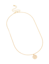Gold Plated Cubic Zirconia Circle Letter J Pendant Necklace - link has visual effect only