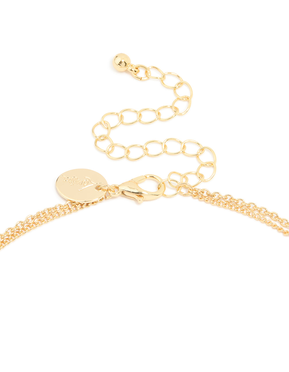 Gold Plated Cubic Zirconia Cross Letter C Layered Necklace