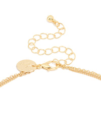 Gold Plated Cubic Zirconia Cross Letter M Layered Necklace - link has visual effect only