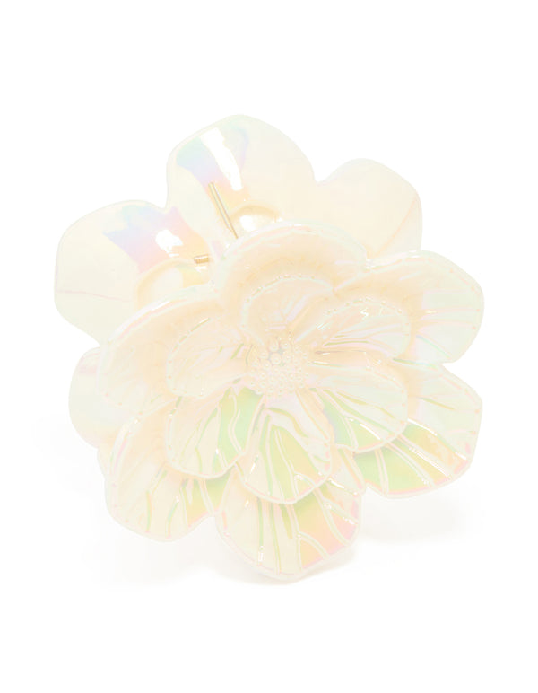 Pearlised Double Flower Claw Clip