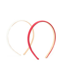 Red & White Narrow Fabric Headbands 2-Pack - link has visual effect only