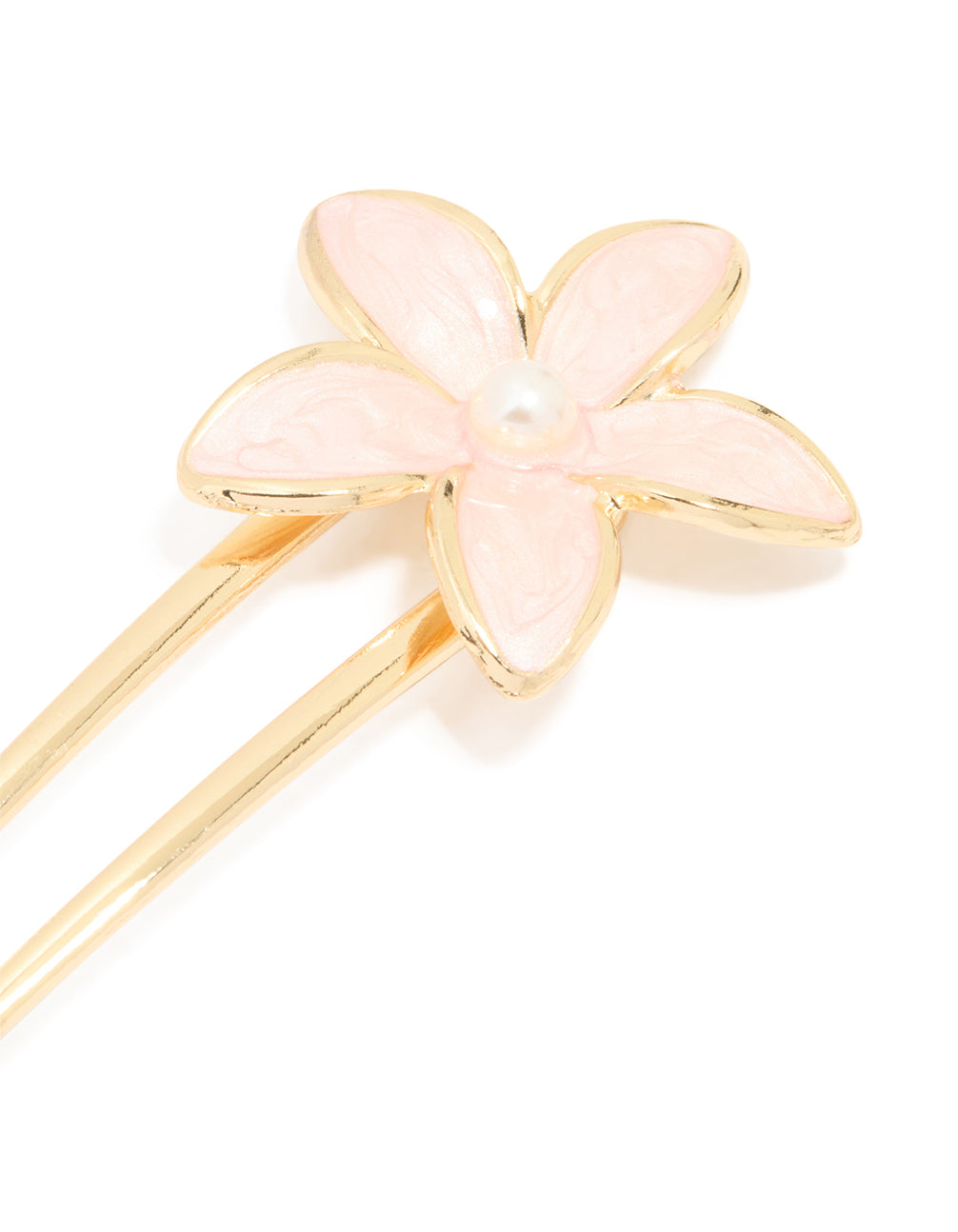 Gold Enamel Flower Hair Pin