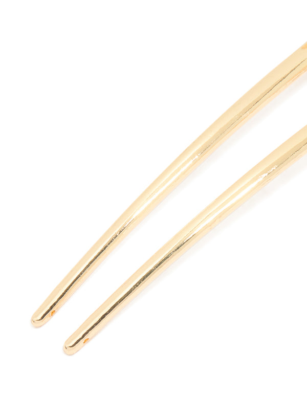 Gold Enamel Flower Hair Pin