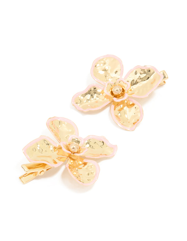 Gold Molten Flower Claw Clips 2-Pack