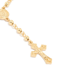 Gold Plated Beaded Cross Lariat Bracelet - link has visual effect only