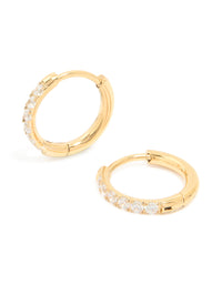 Gold Plated Surgical Steel Cubic Zirconia Chunky Sleeper Earrings - link has visual effect only
