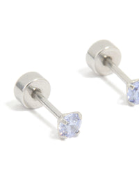 Kids Surgical Steel Cubic Zirconia Flat Back Earrings - link has visual effect only