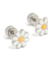 Kids Surgical Steel Daisy Flat Back Earrings - link has visual effect only