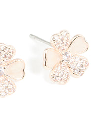 Rose Gold Plated Cubic Zirconia Inlay Flower Stud Earrings - link has visual effect only