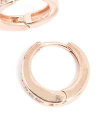 Rose Gold Plated Cubic Zirconia Huggie Earrings - link has visual effect only