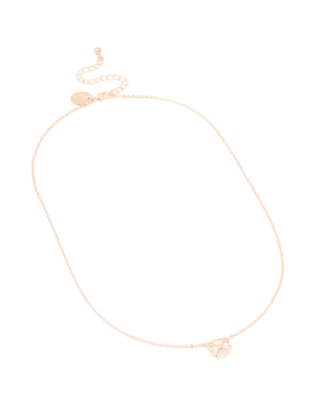 Rose Gold Plated Cubic Zirconia Flower Pendant Necklace