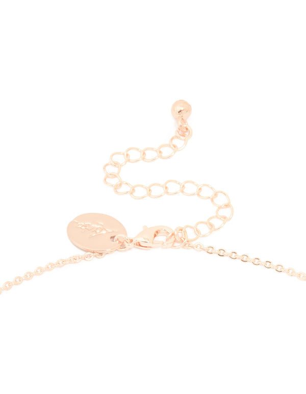 Rose Gold Plated Cubic Zirconia Flower Pendant Necklace