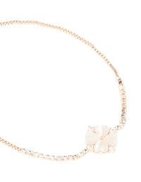 Rose Gold Plated Cubic Zirconia Flower Toggle Bracelet - link has visual effect only