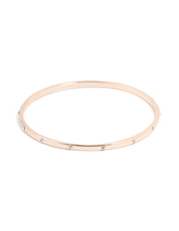 Rose Gold Plated Diamante Inlay Round Bangle - link has visual effect only