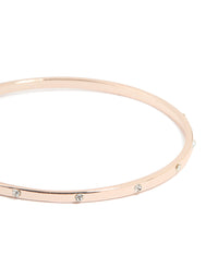 Rose Gold Plated Diamante Inlay Round Bangle - link has visual effect only