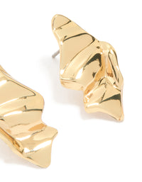 Gold Plated Organic Wavy Teardrop Stud Earrings - link has visual effect only