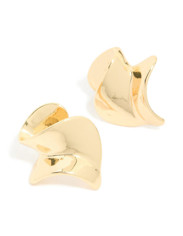 Gold Plated Warped Twist Earrings