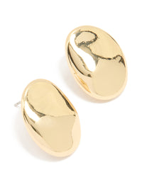 Gold Plated Organic Oval Pebble Stud Earrings - link has visual effect only