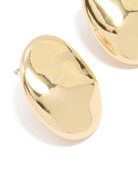 Gold Plated Organic Oval Pebble Stud Earrings - link has visual effect only