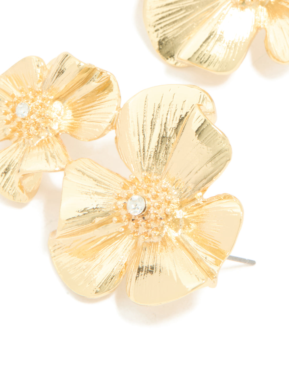 Gold Plated Floral Crawler Earrings